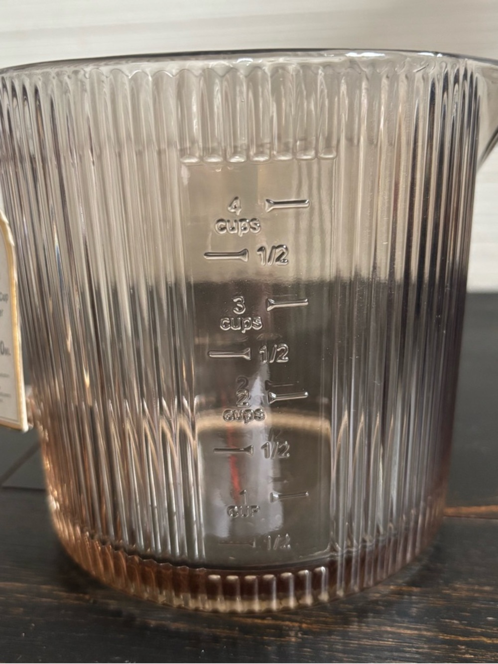 CWC Cook With Color Glass Measuring Cup 33oz ~ 4 Cups Brown Ribbed NEW - Picture 2 of 14